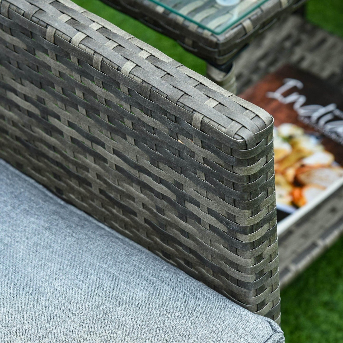 Outsunny Garden Rattan Bistro Set: 3-Piece with Cushion - Grey - ALL4U RETAILER LTD