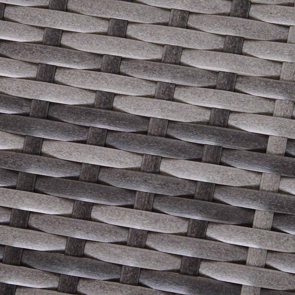 Close-up of dark gray woven PE rattan lattice pattern