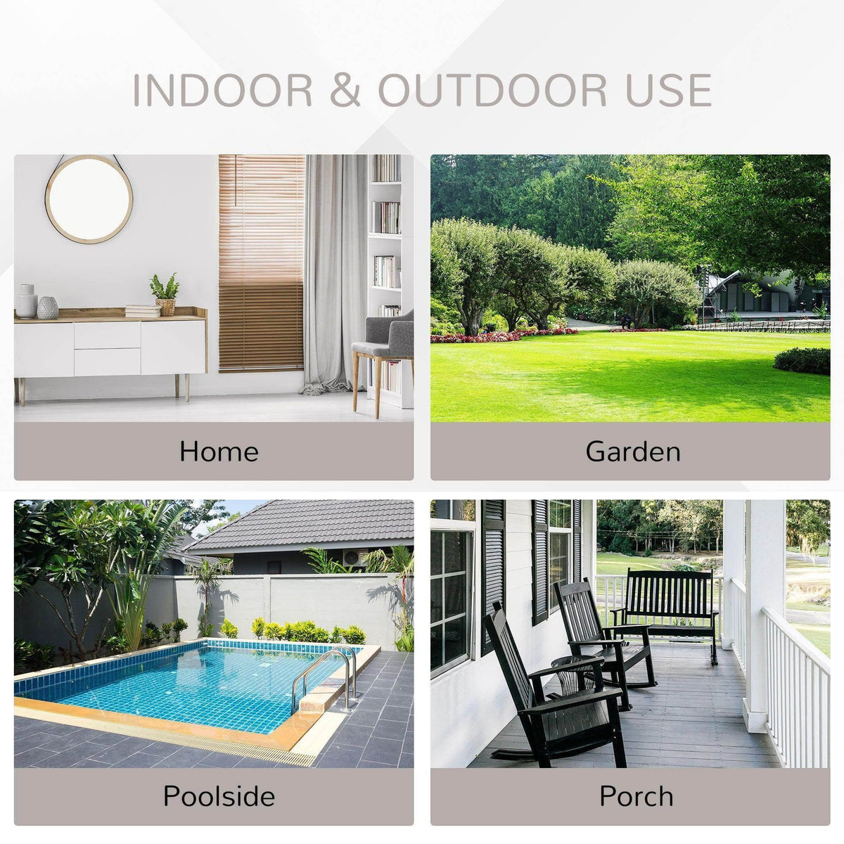 Patio chair shown for indoor and outdoor use in home and garden scenes
