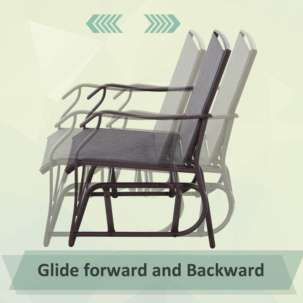 Grey rocking chairs set with curved rockers and sling mesh seats