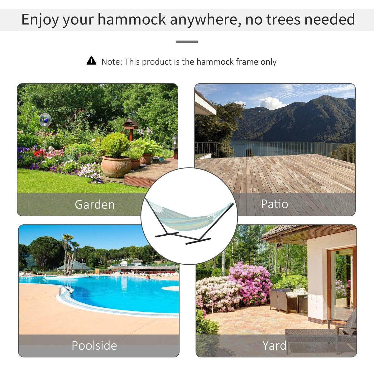 Hammock stand frame only with black bars for indoor or outdoor hammock setup