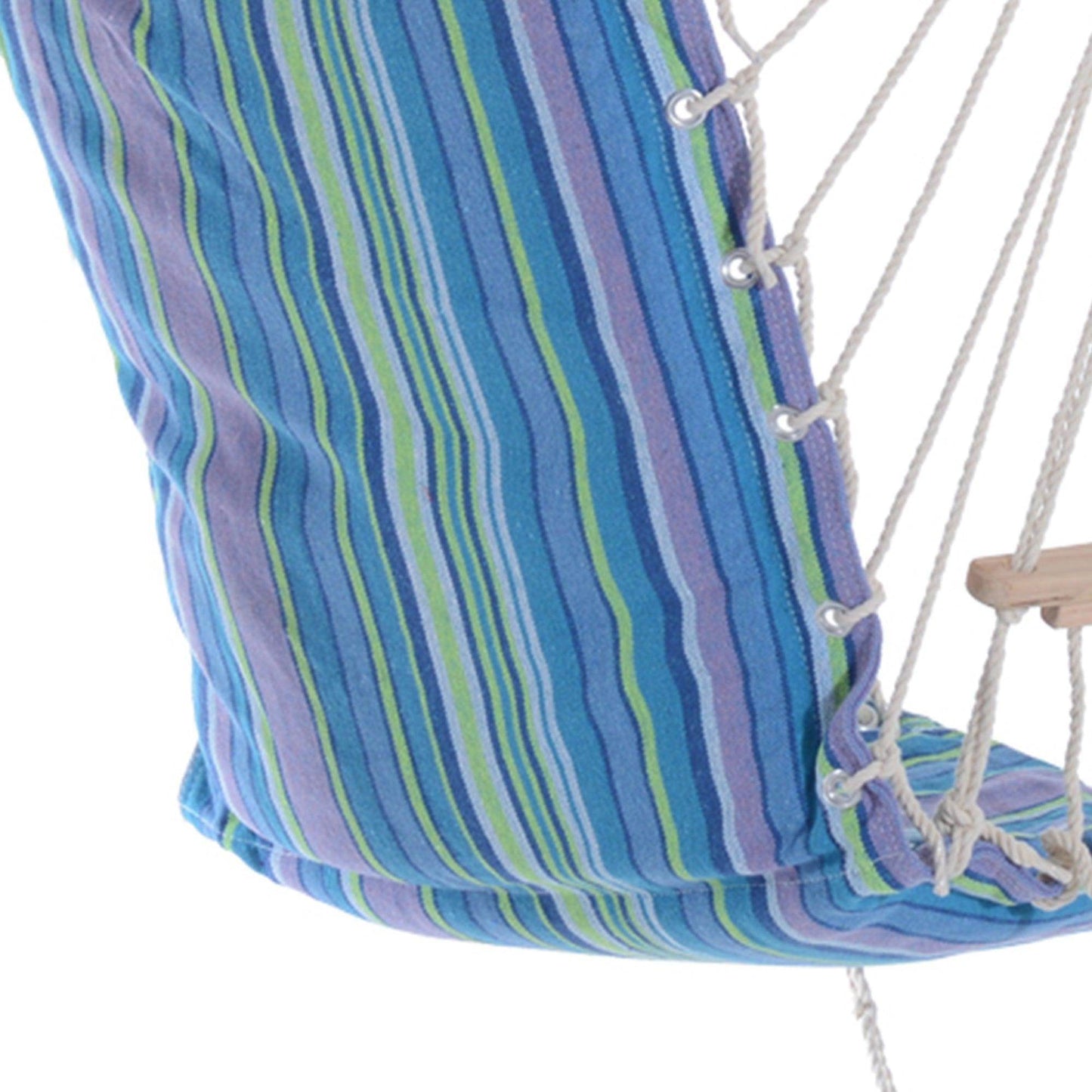 Outsunny Hanging Rope Chair Swing w/ Footrest - Blue - ALL4U RETAILER LTD