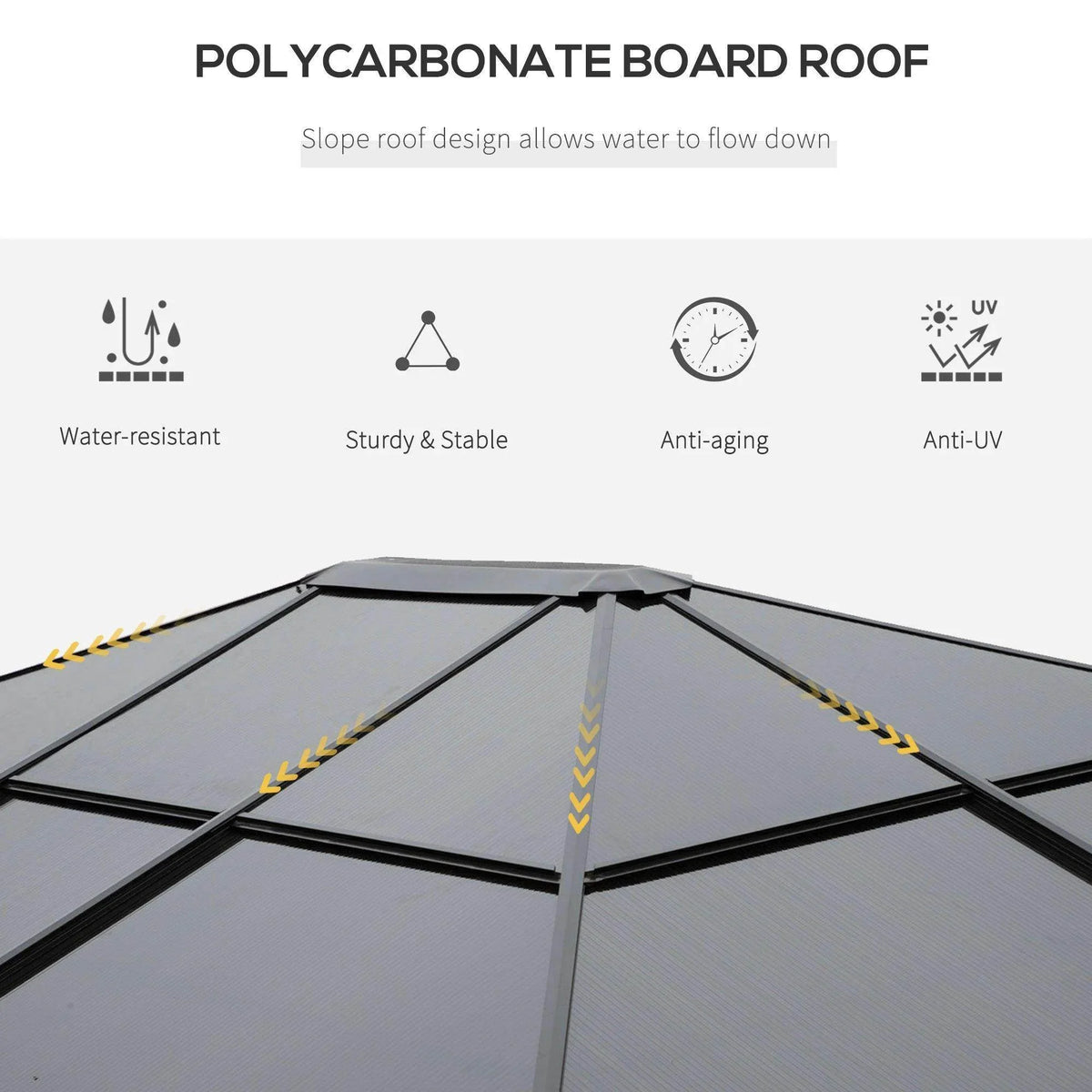 Polycarbonate board roof with water-resistant, sturdy, anti-UV protection features