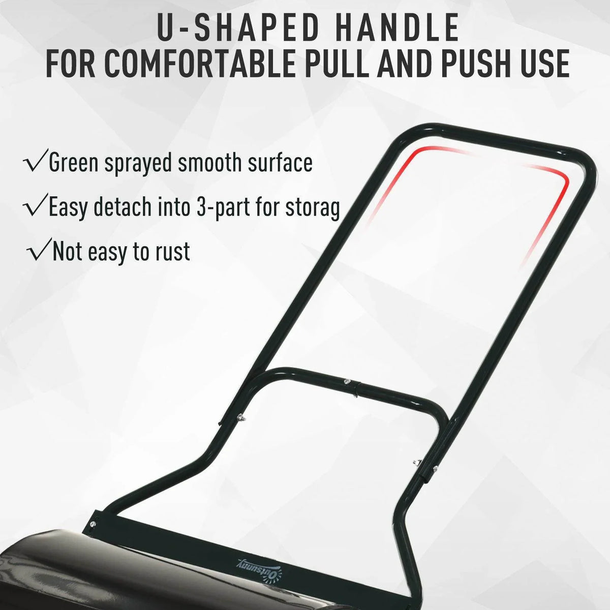 Lawn roller with U-shaped handle for pushing and pulling; detachable three-part frame
