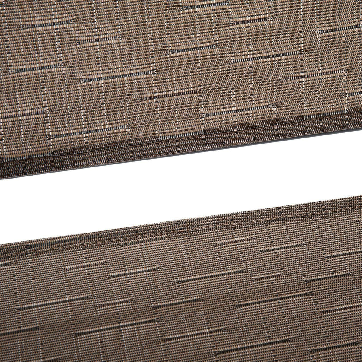 Brown woven chair seat and backrest fabric close-up