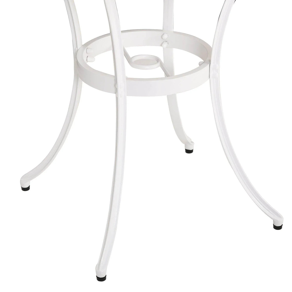 White round bistro table base and chair legs
