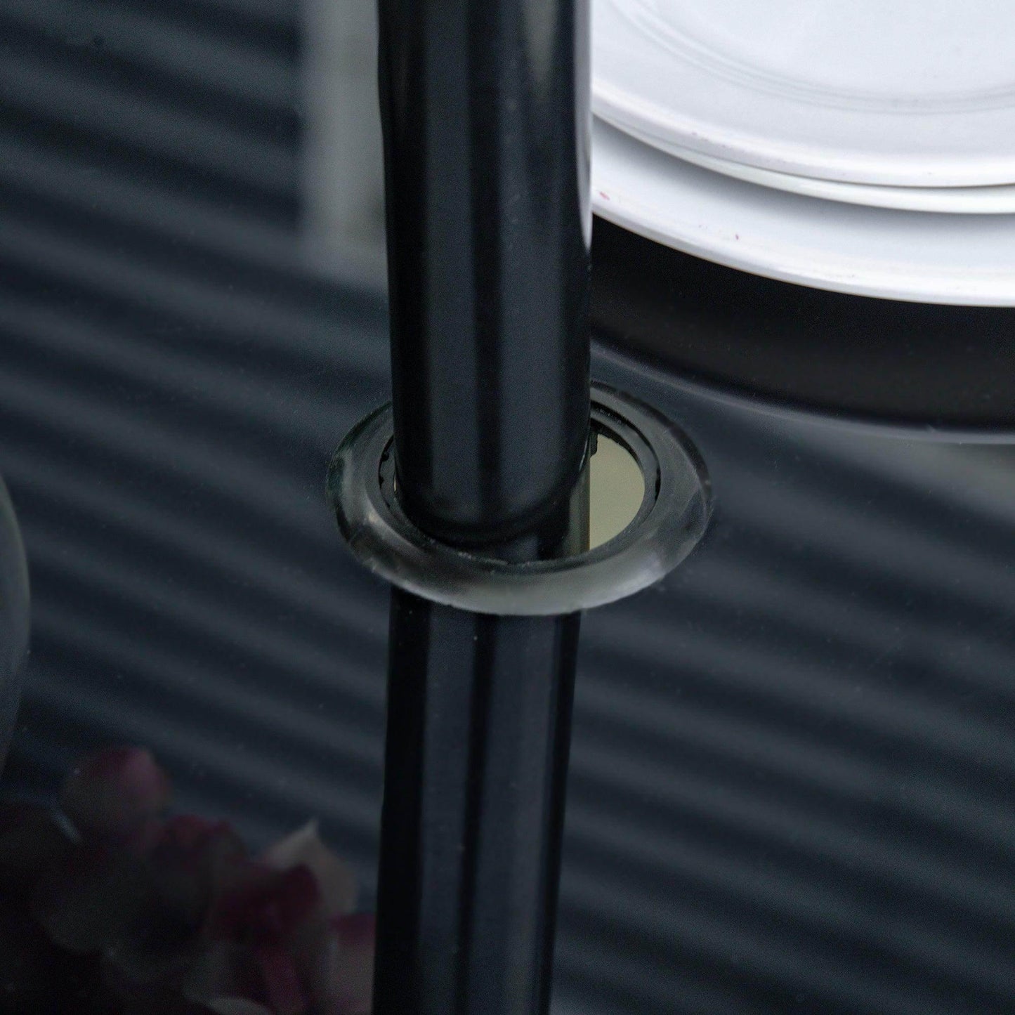 Outsunny Outdoor Dining Table with Glass Top & Parasol Hole - ALL4U RETAILER LTD