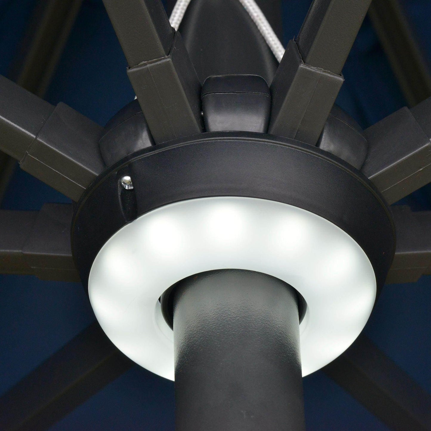 Outsunny Patio Umbrella - Solar LED, Angled Canopy, Blue - ALL4U RETAILER LTD