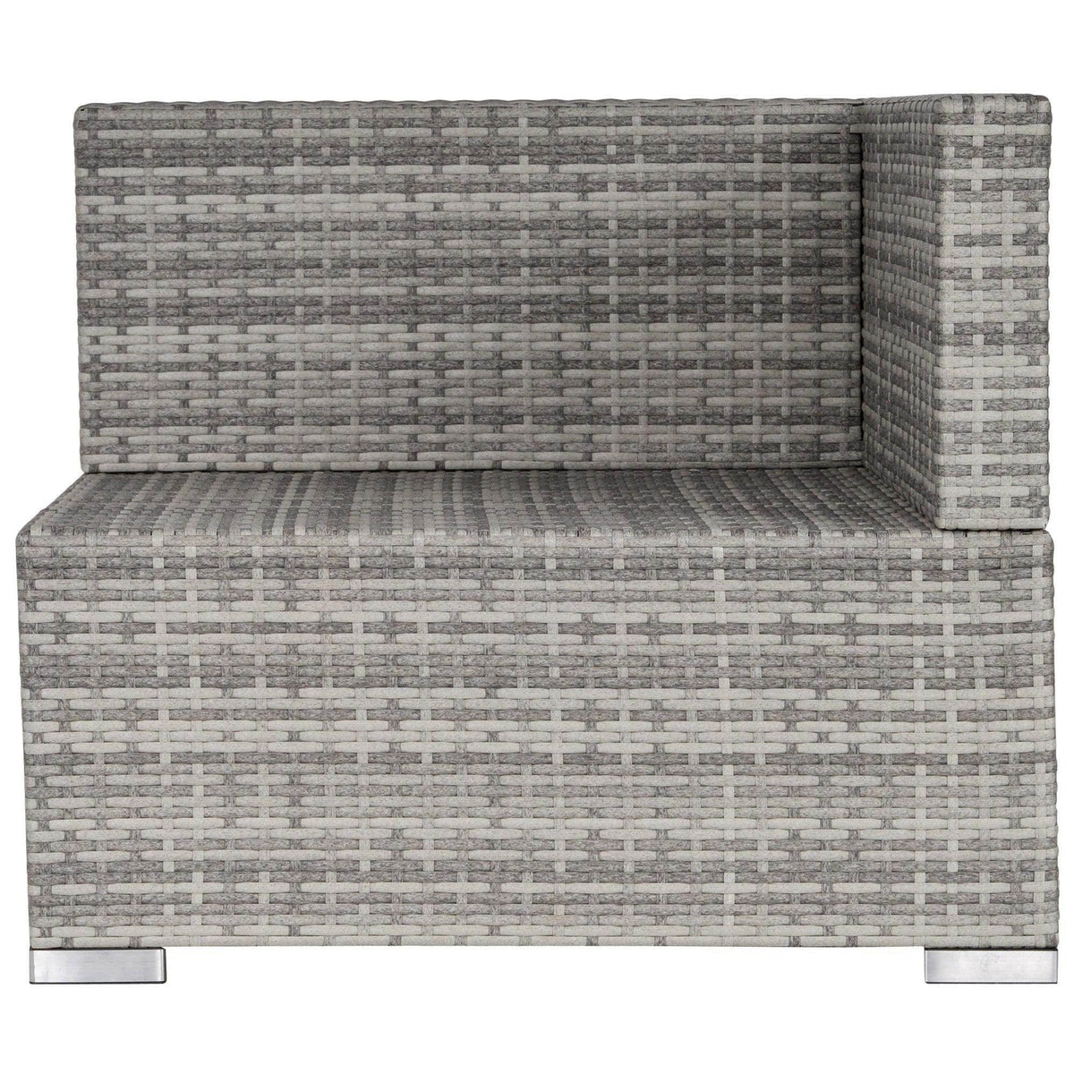 Grey single sofa chair backrest and seat cushions with woven PE rattan texture