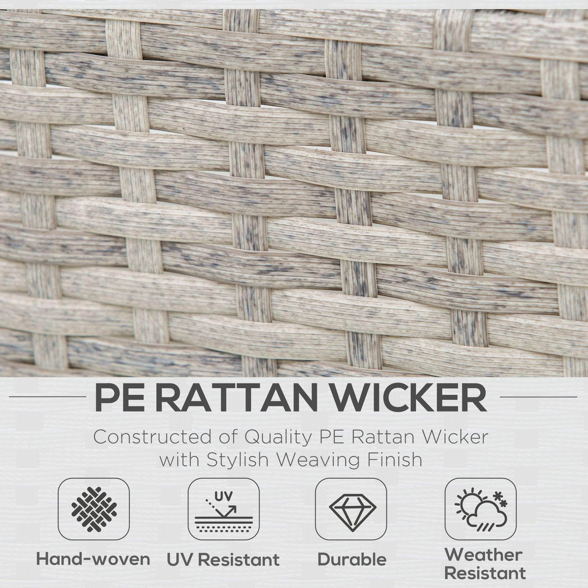 Woven rattan texture panel for outdoor sofa in light gray and beige pattern