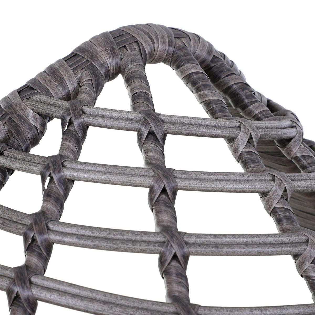 Dark gray rattan wicker weave panel for a teardrop egg chair frame