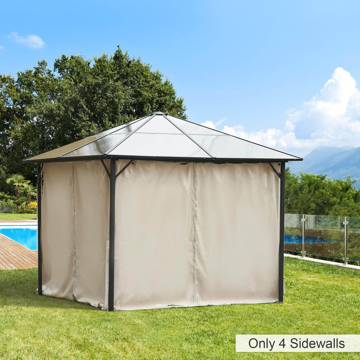 Beige gazebo replacement sidewalls with zippered panels and full enclosure coverage