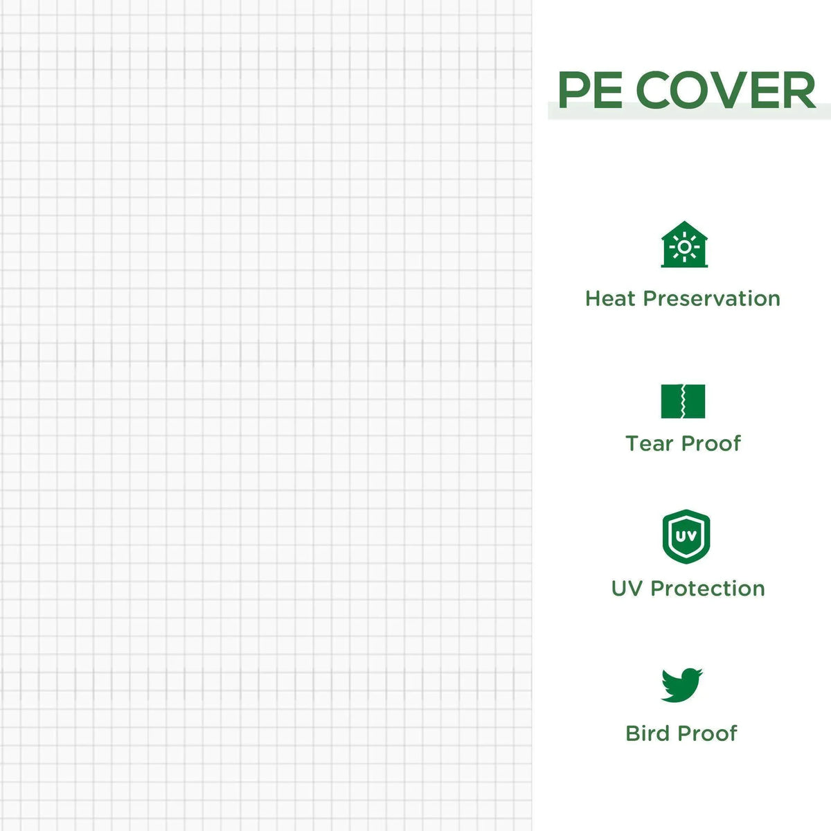 PE mesh greenhouse cover with heat retention, tear resistance, UV protection, and bird proofing