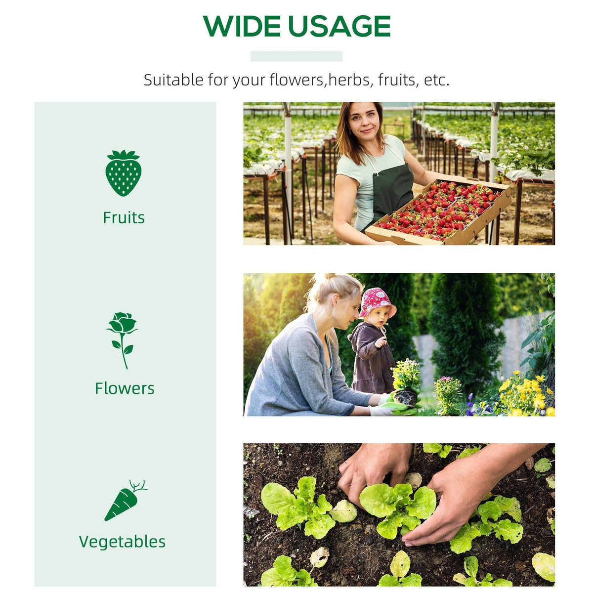 Green greenhouse tent for fruits, flowers, and vegetables, with mesh PE cover