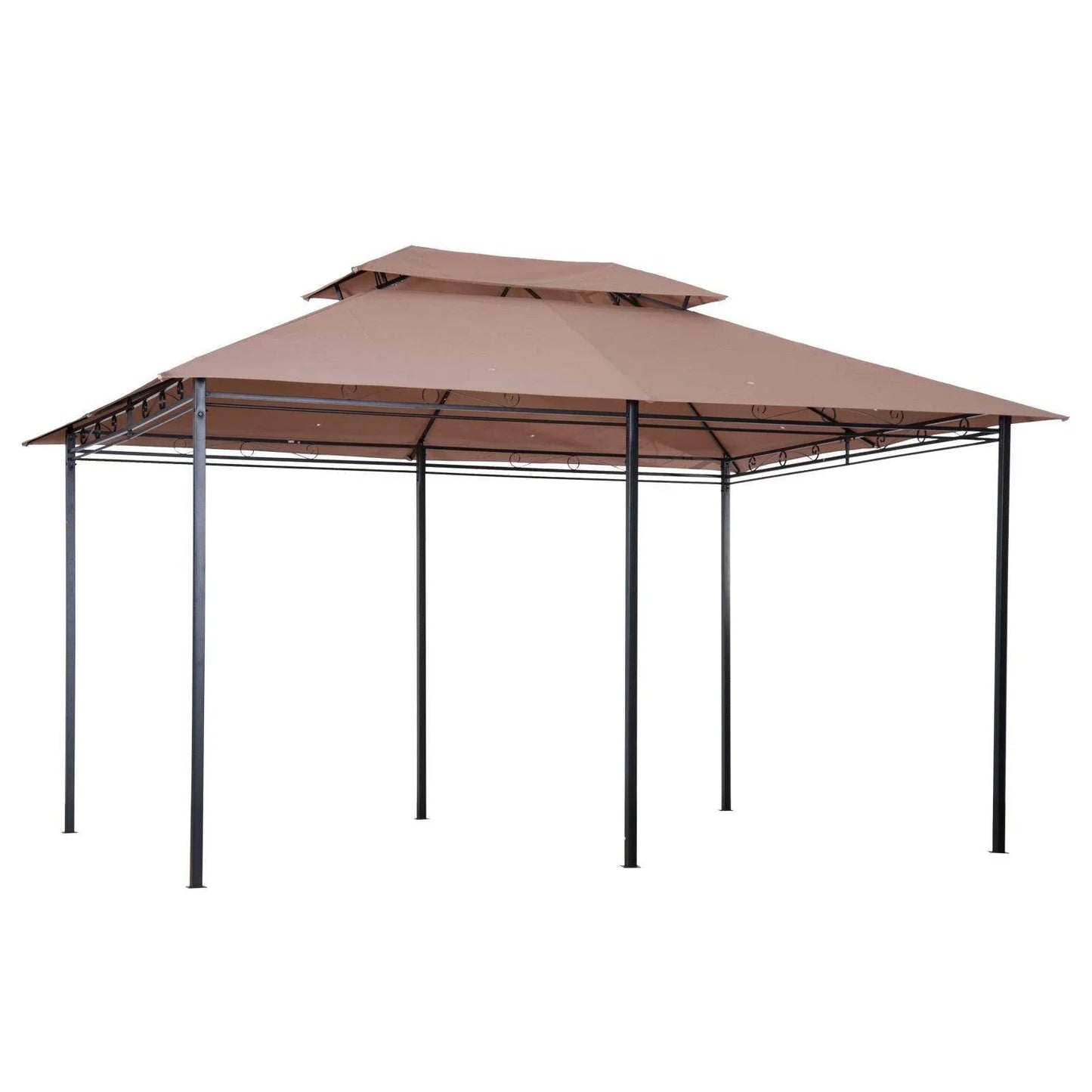 Outsunny Versatile Brown Canopy Tent w/ Curtains - 4m x 3m - ALL4U RETAILER LTD