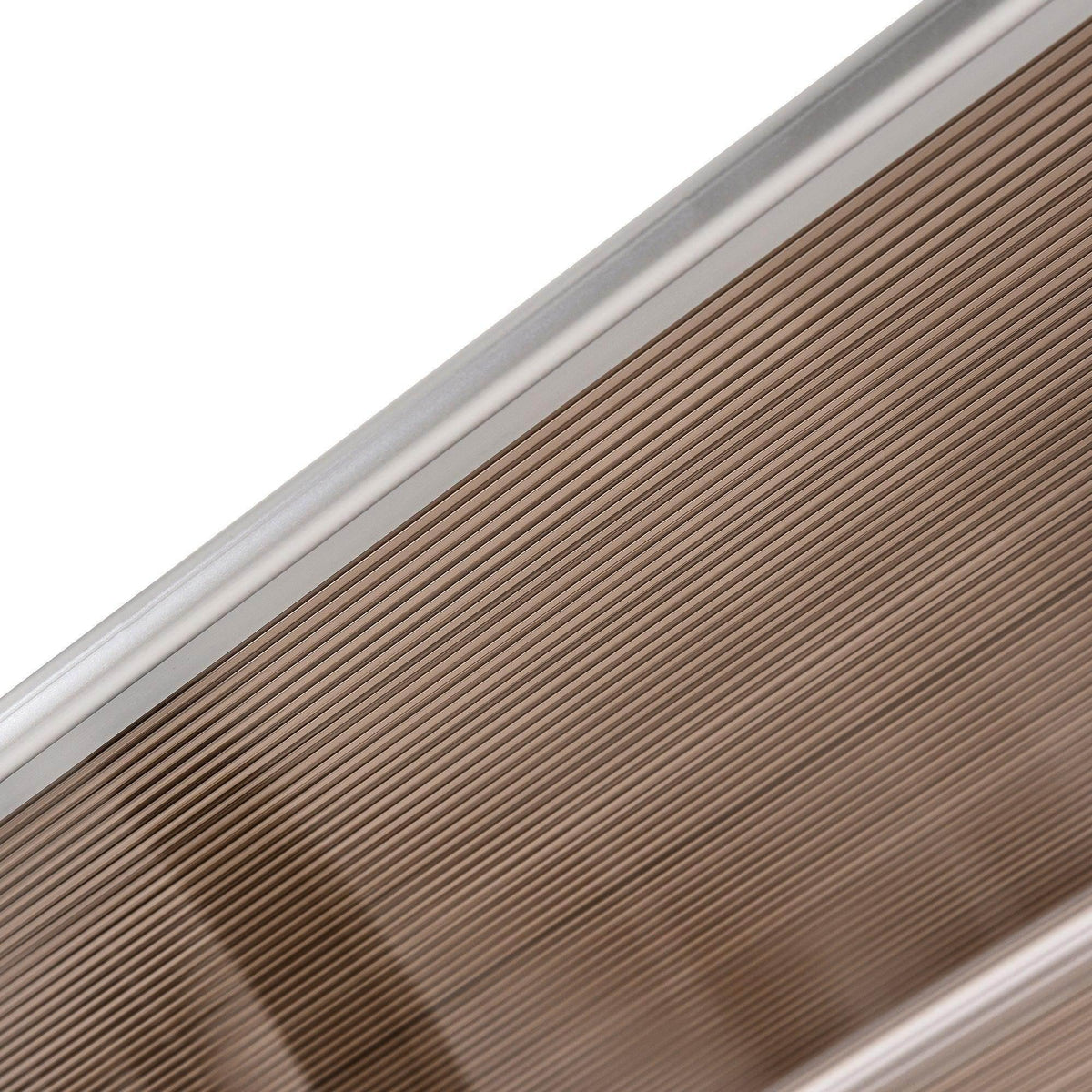Bronze-tinted ridged panel with silver metal frame edge