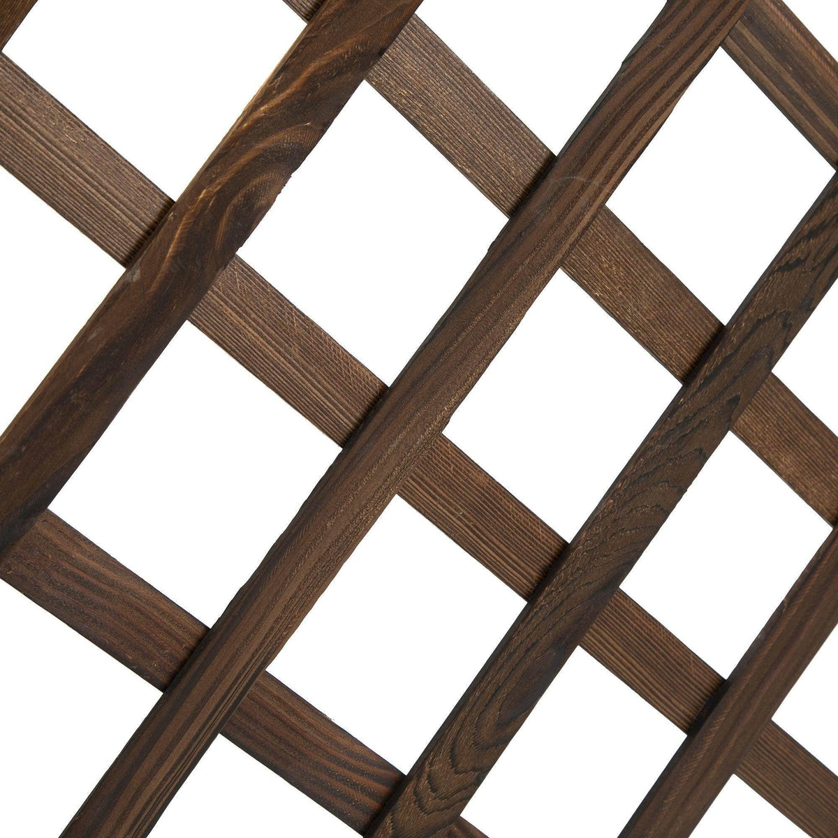 Close-up of brown diamond lattice trellis wooden cross pattern