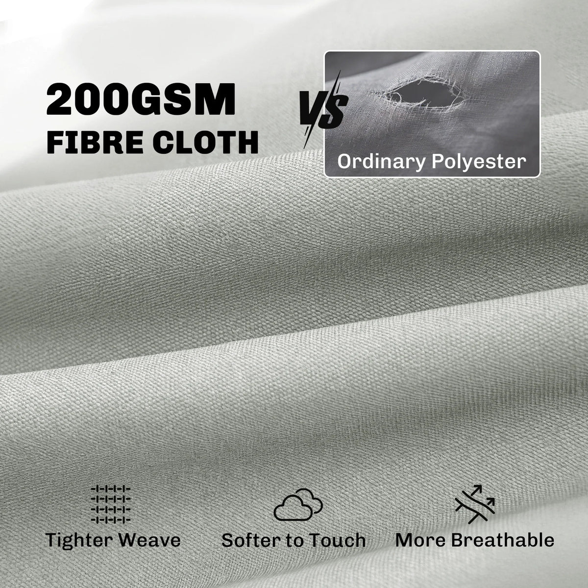 Grey upholstery fabric panel for dining chair cushions, 200gsm fibre cloth texture