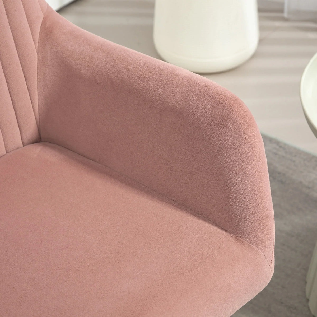 HOMCOM modern armchair set of 2 close-up of dusty pink upholstered backrest and arm