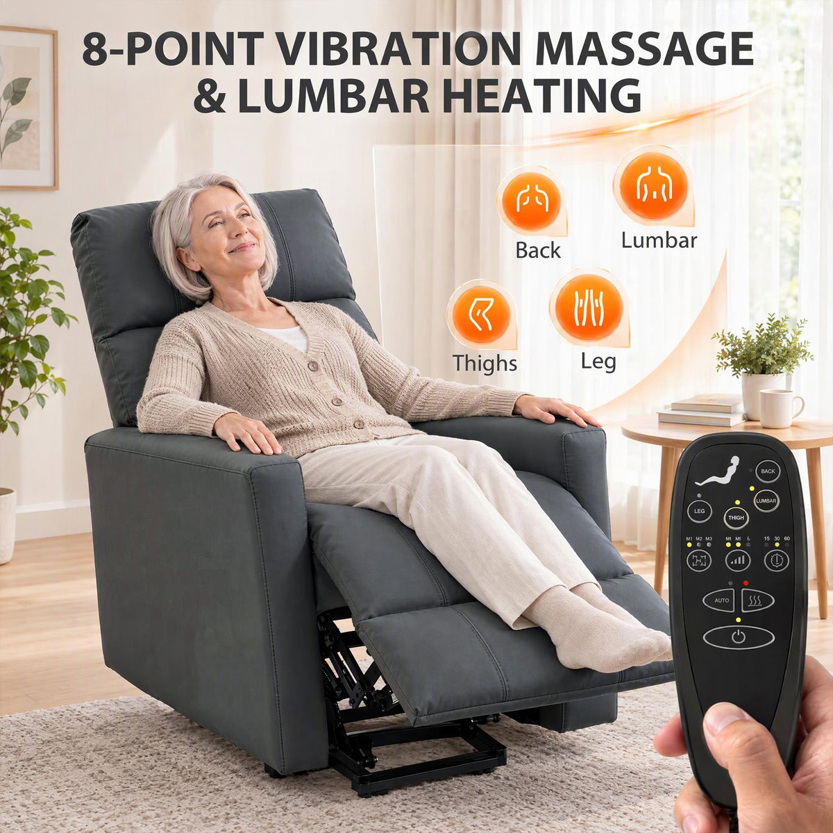 Homcom Power Lift Recliner Chair With Vibration Massage And Heat