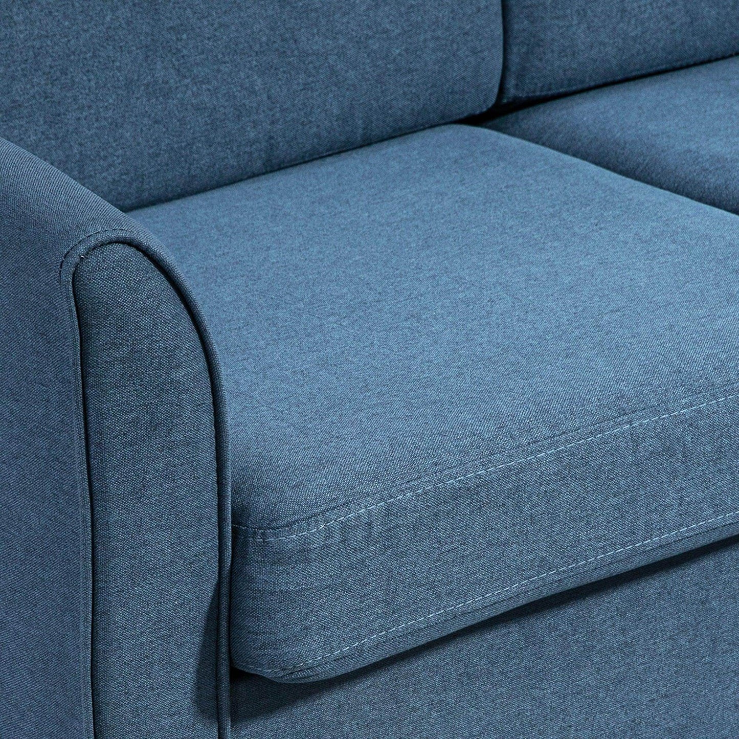 HOMCOM Compact Loveseat Sofa, Modern 2 Seater Sofa for Living Room with Wood Legs and Armrests, Blue - ALL4U RETAILER LTD