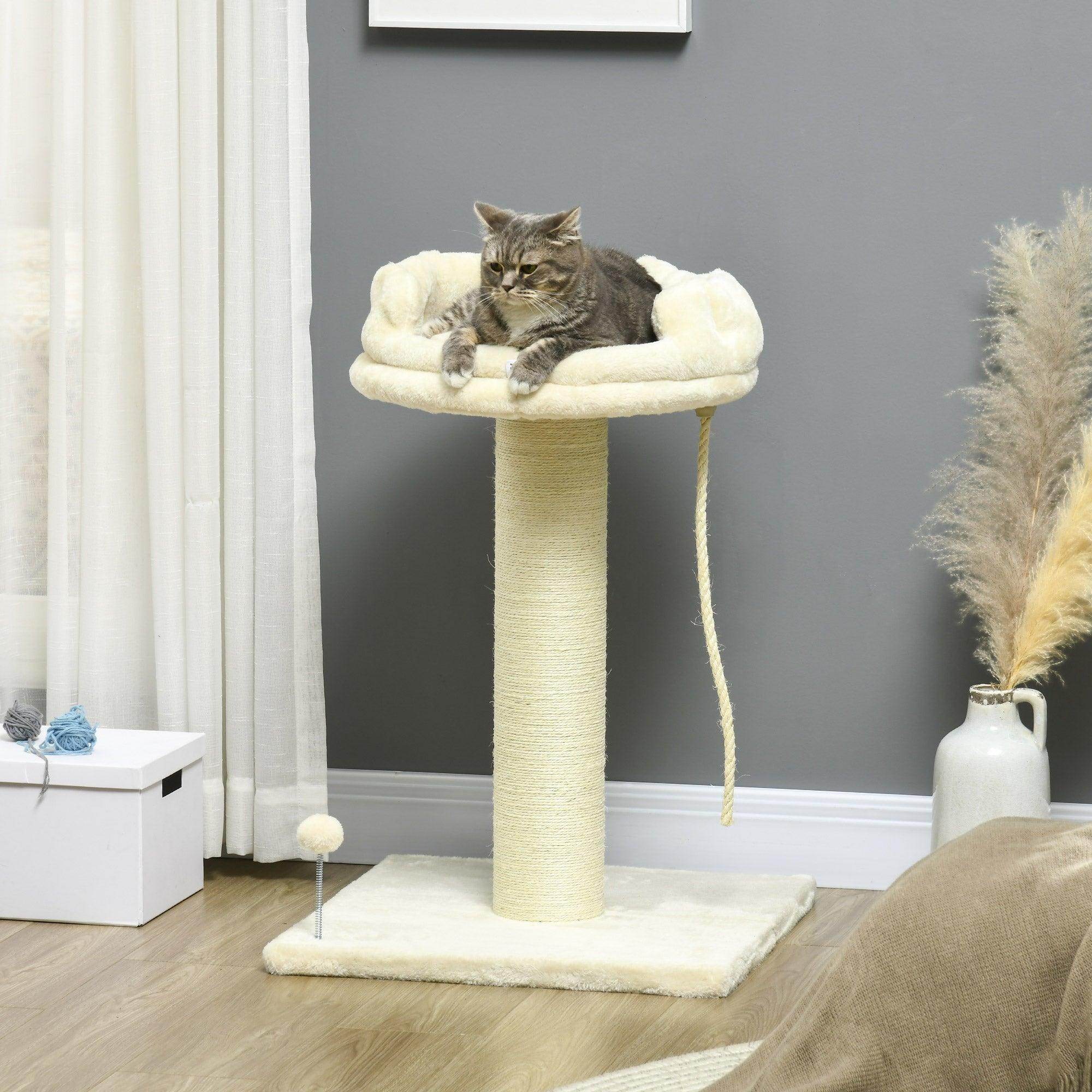 PawHut Cat Tree Sisal Scratching Post Cream ALL4U RETAILER LTD