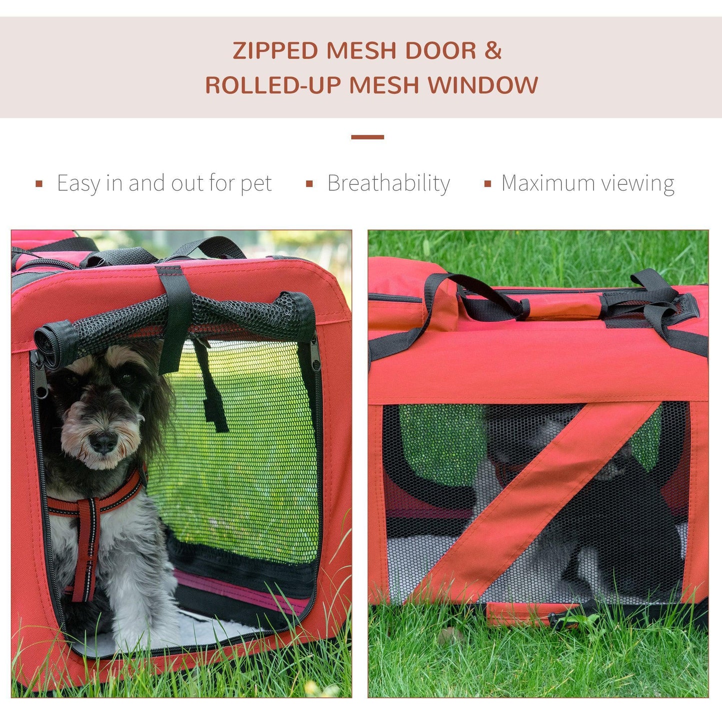 Pawhut Pet Carrier - Portable Cat Carrier in Red - ALL4U RETAILER LTD