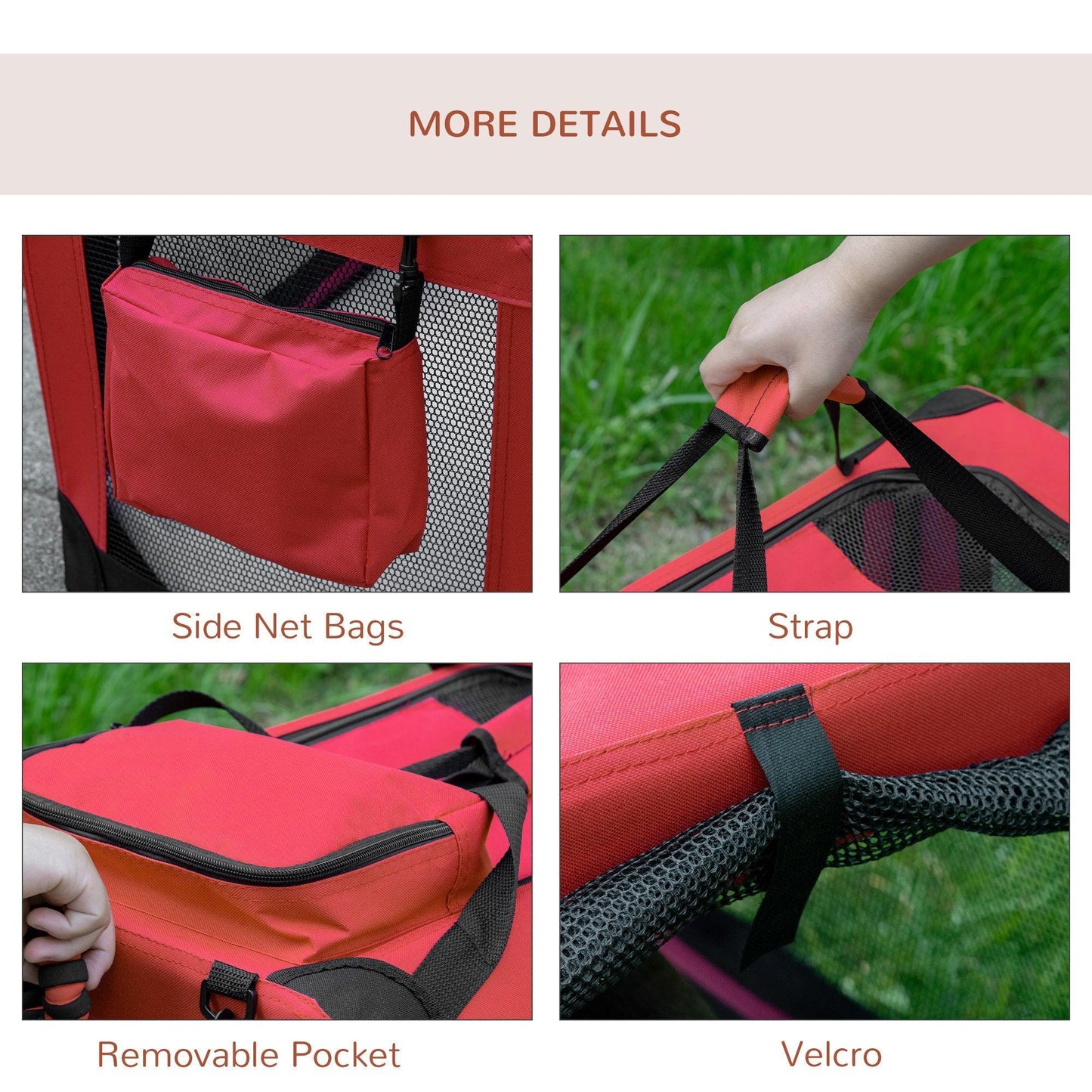 Pawhut Pet Carrier - Portable Cat Carrier in Red - ALL4U RETAILER LTD