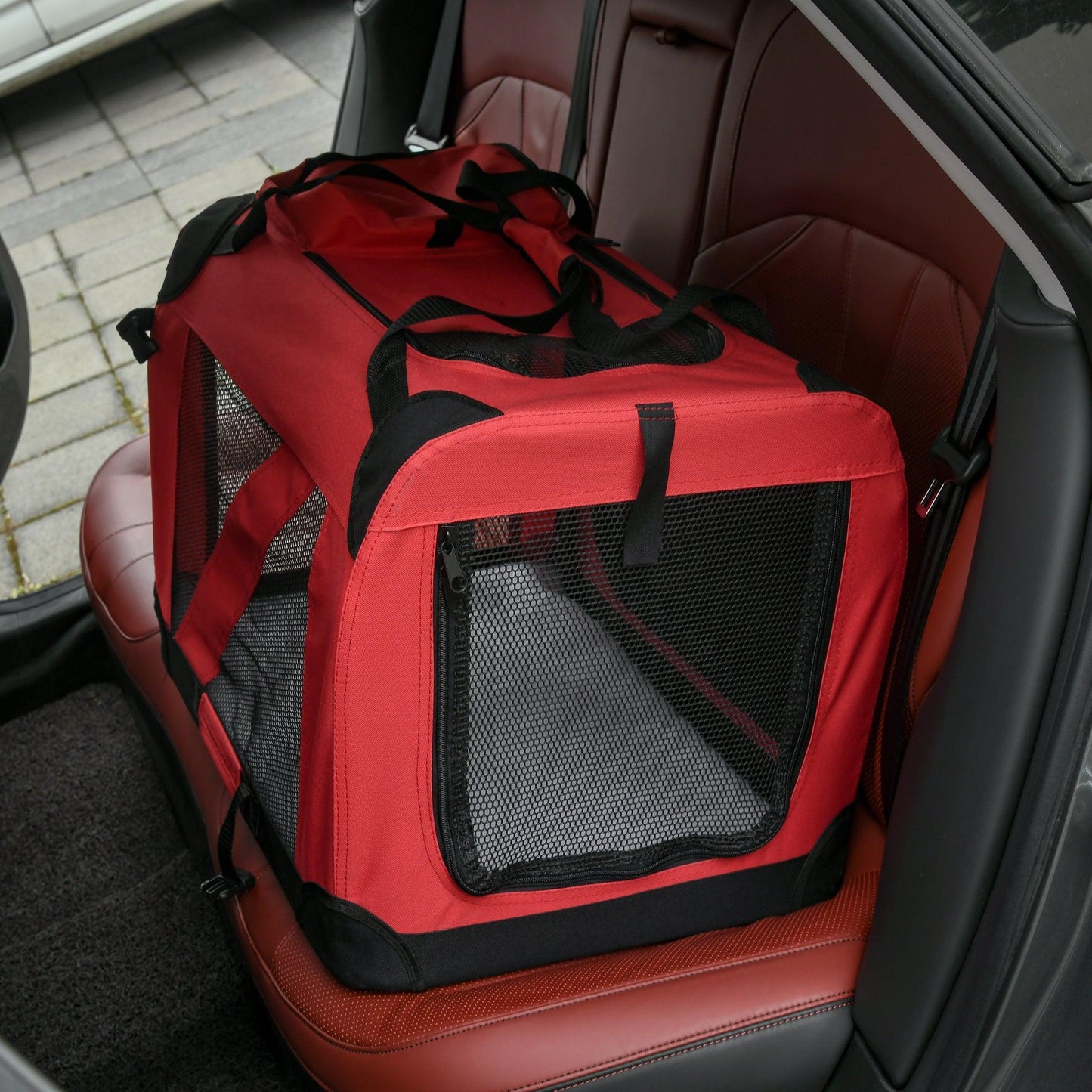 Pawhut Pet Carrier - Portable Cat Carrier in Red - ALL4U RETAILER LTD