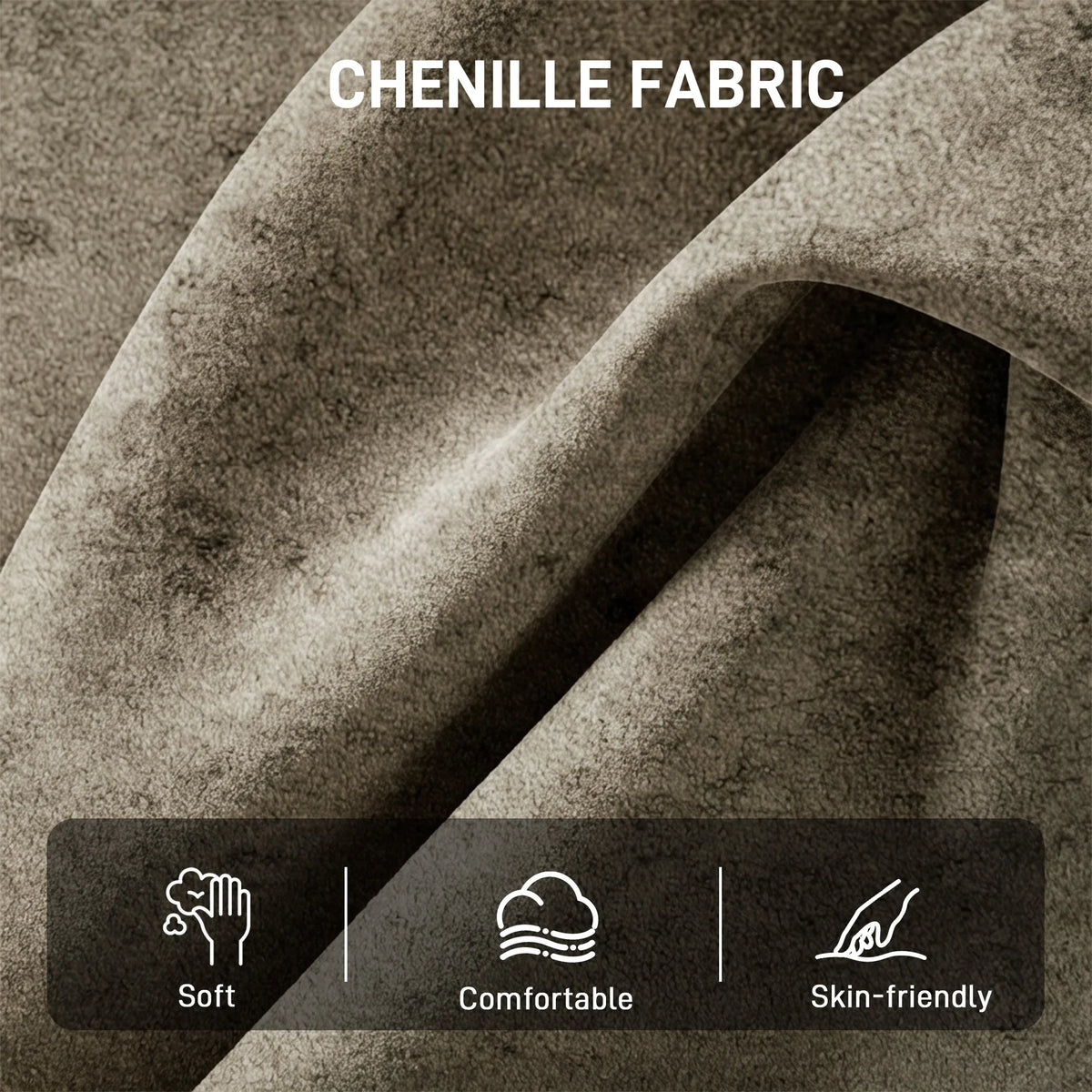 Light brown chenille fabric upholstery texture on a rounded tub chair