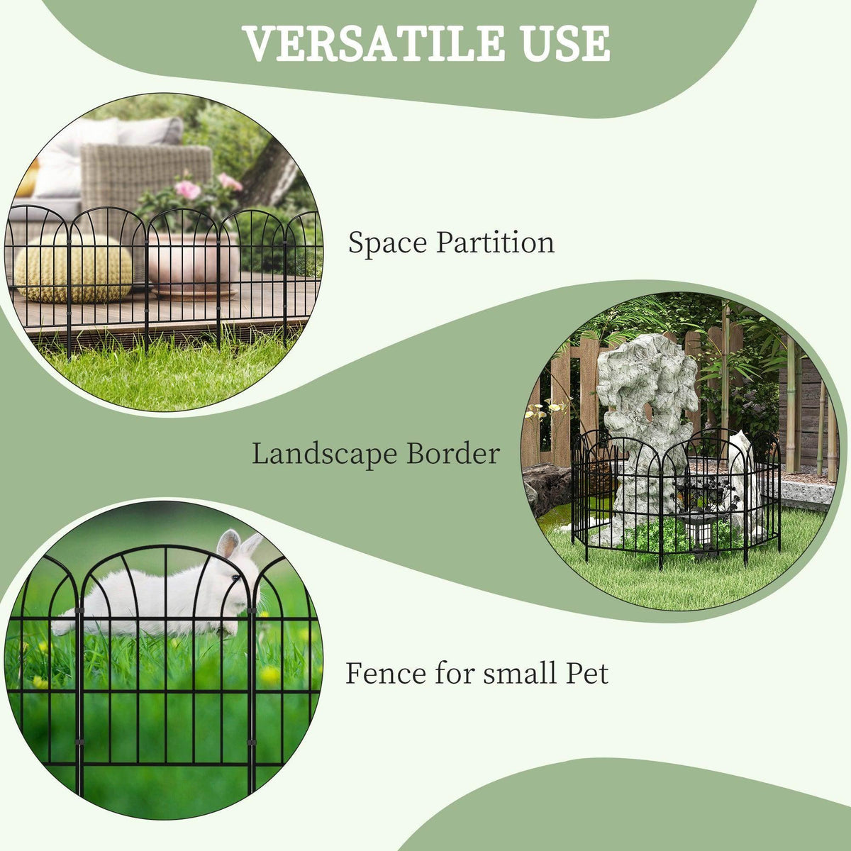Black decorative fence panels for small pet, landscape border, and space partition