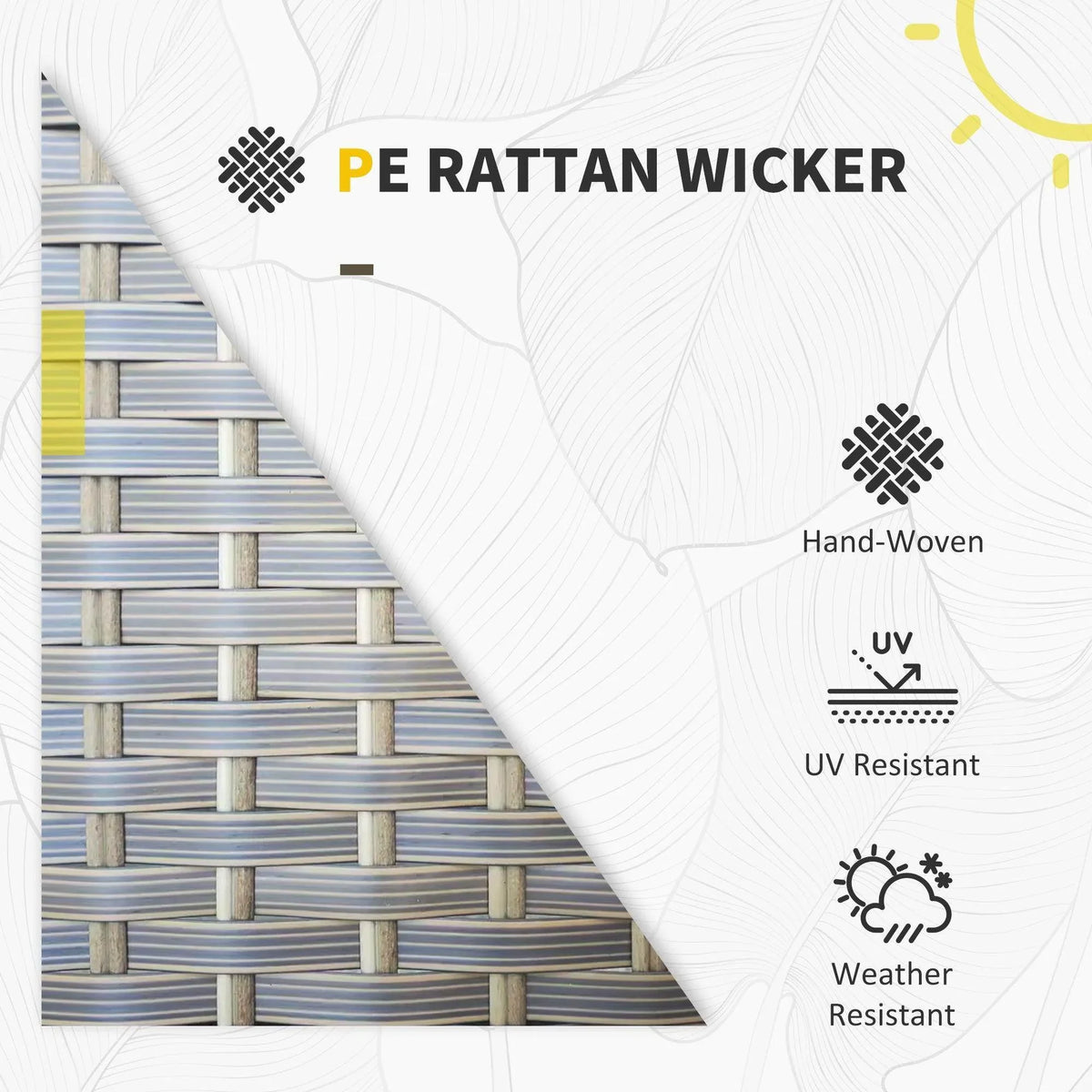 PE rattan wicker patio furniture panel with hand-woven weave detail