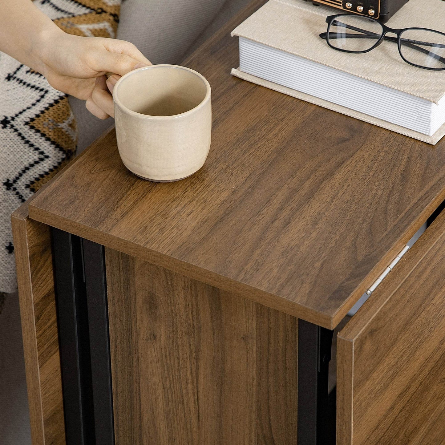 Expandable Six-Person Folding Dining Table with Storage – Brown/Black - ALL4U RETAILER LTD