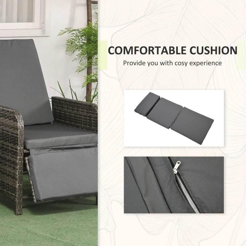 Dark gray chair cushions with stitched seams and visible zipper detail