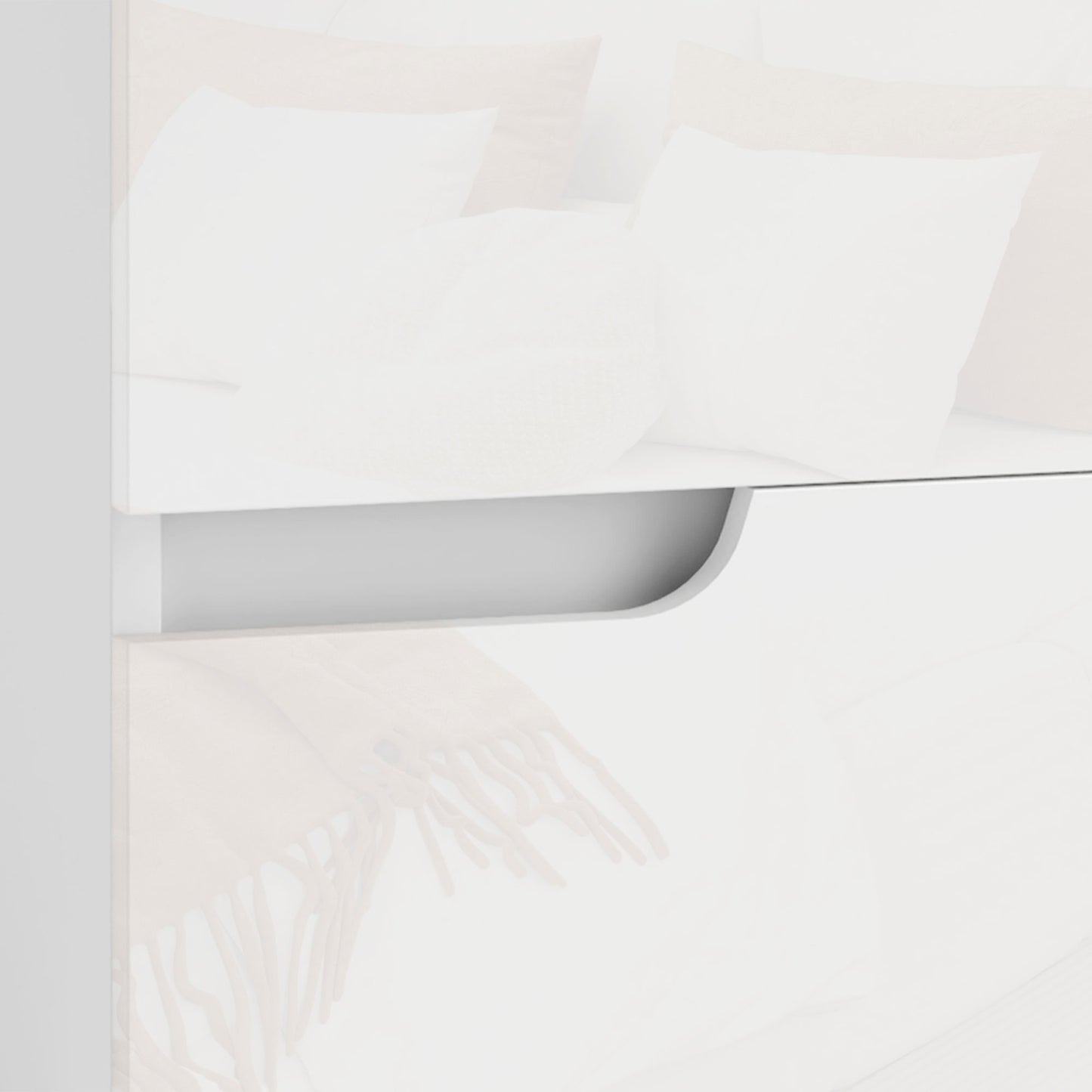 HOMCOM White High Gloss Bedside Tables Set Of 2 With Handleless Design And Two Drawers