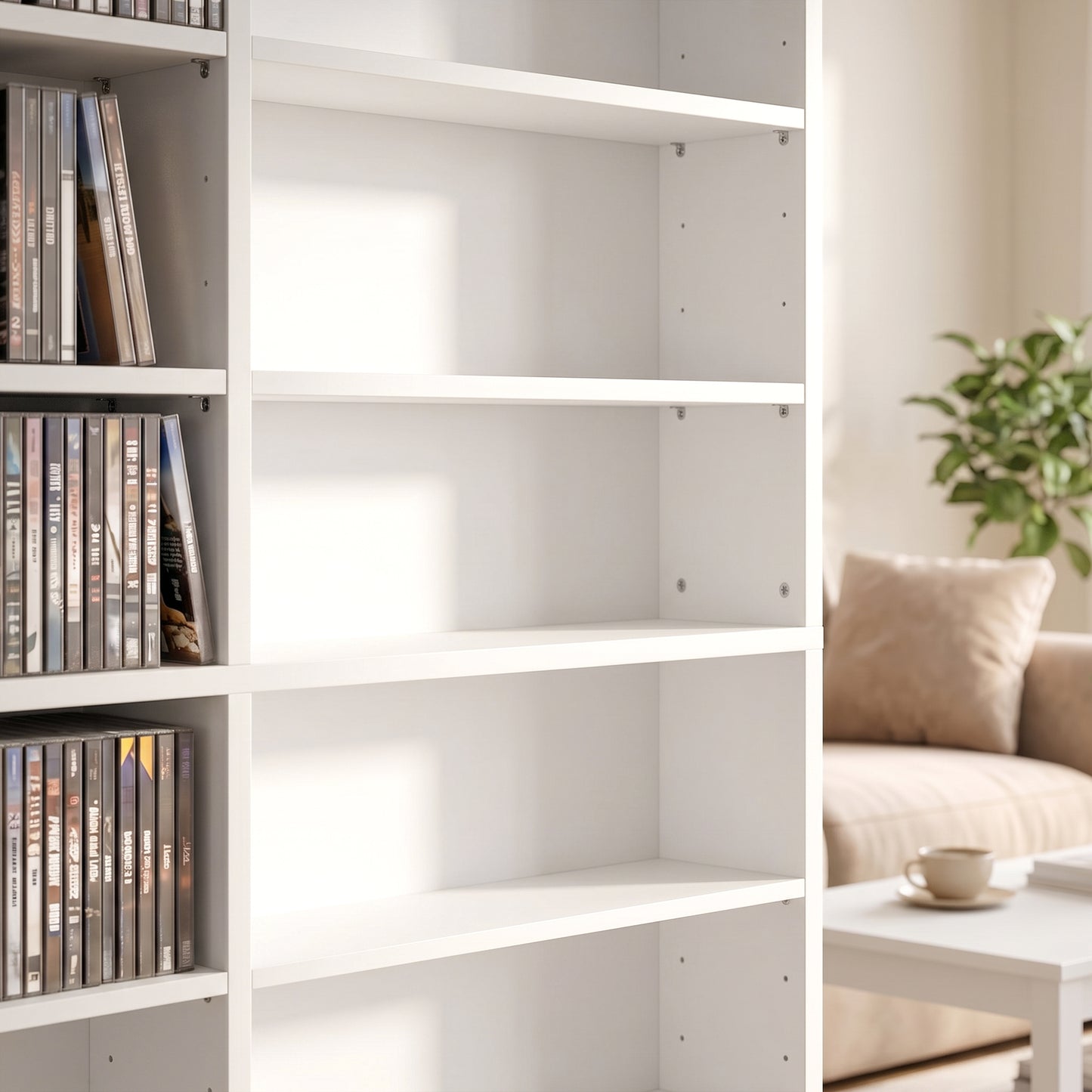 HOMCOM 1032 CD And 594 DVD Blu Ray Storage Unit With 24 Compartments And 18 Adjustable Shelves White