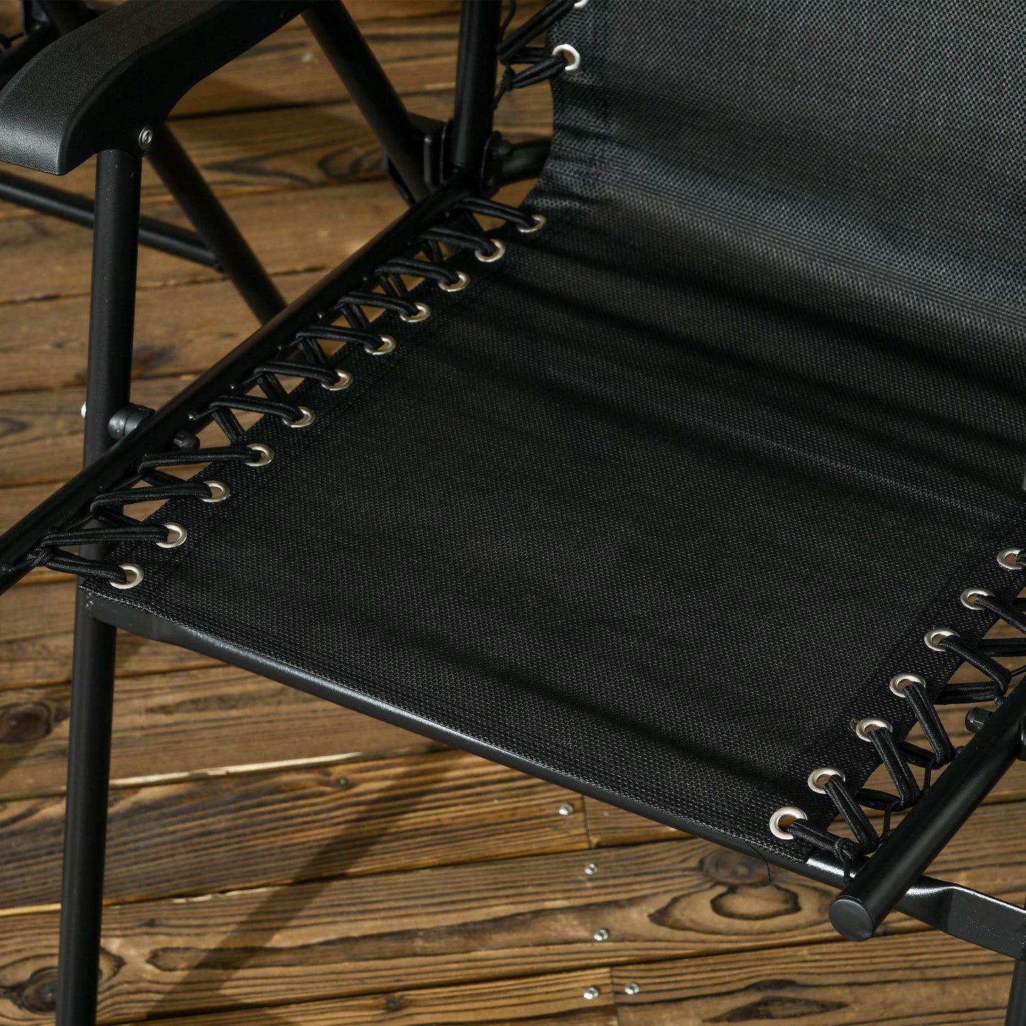 Outsunny Black Folding Chair Set of 4 - Lightweight Steel Frame Outdoor Loungers with Armrests for Camping, Pool, Beach, and Lawn - ALL4U RETAILER LTD