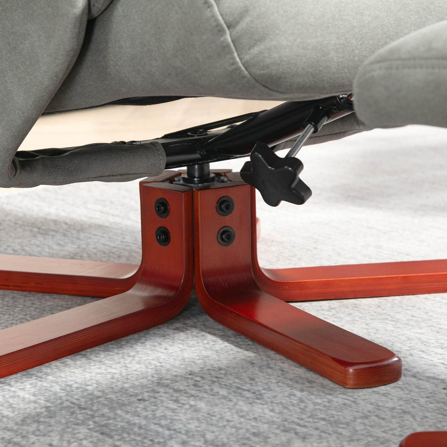 HOMCOM Grey Faux Microfibre Leather Recliner Chair with Footstool - Manual Adjustable Comfort Set - ALL4U RETAILER LTD