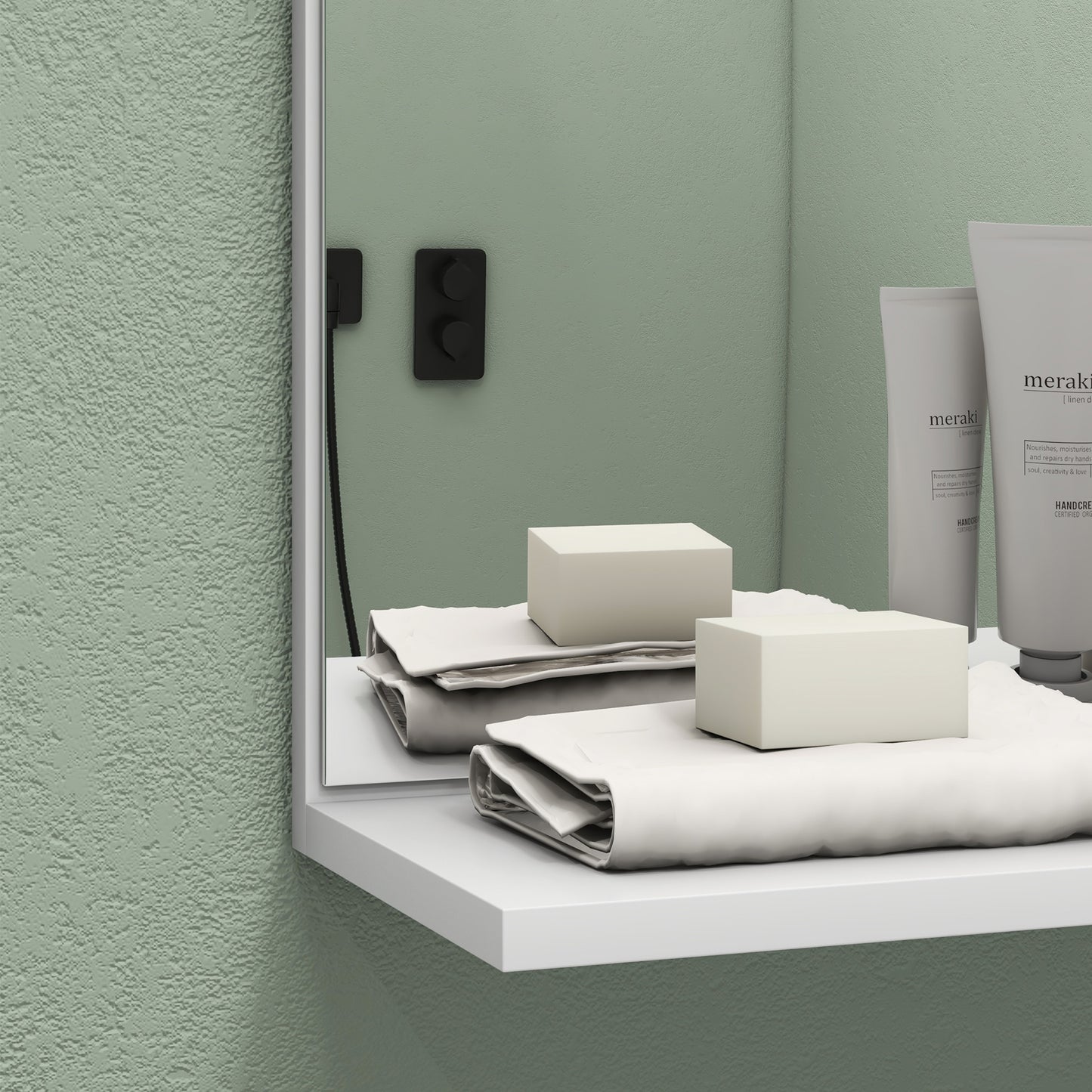 Homcom Bamboo Panel Bathroom Mirror With Shelves White Large Wall Mounted Storage Cabinet