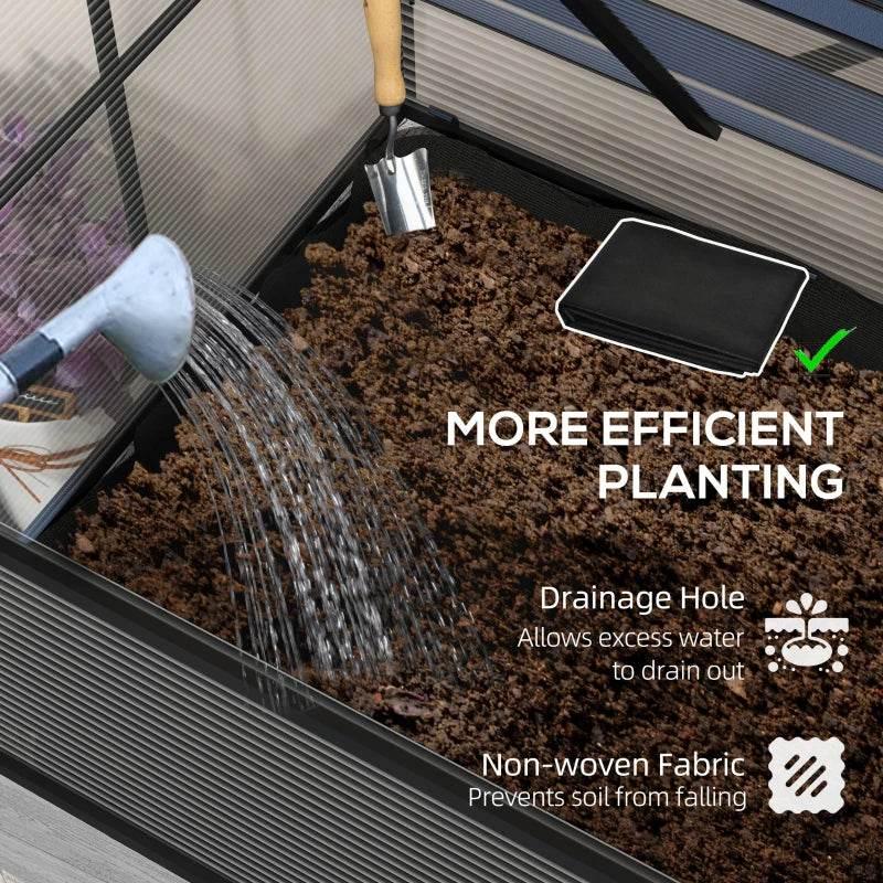 Outsunny 60 x 120cm Raised Garden Bed with Wooden Base - Elevated Planter Box for Gardening - ALL4U RETAILER LTD