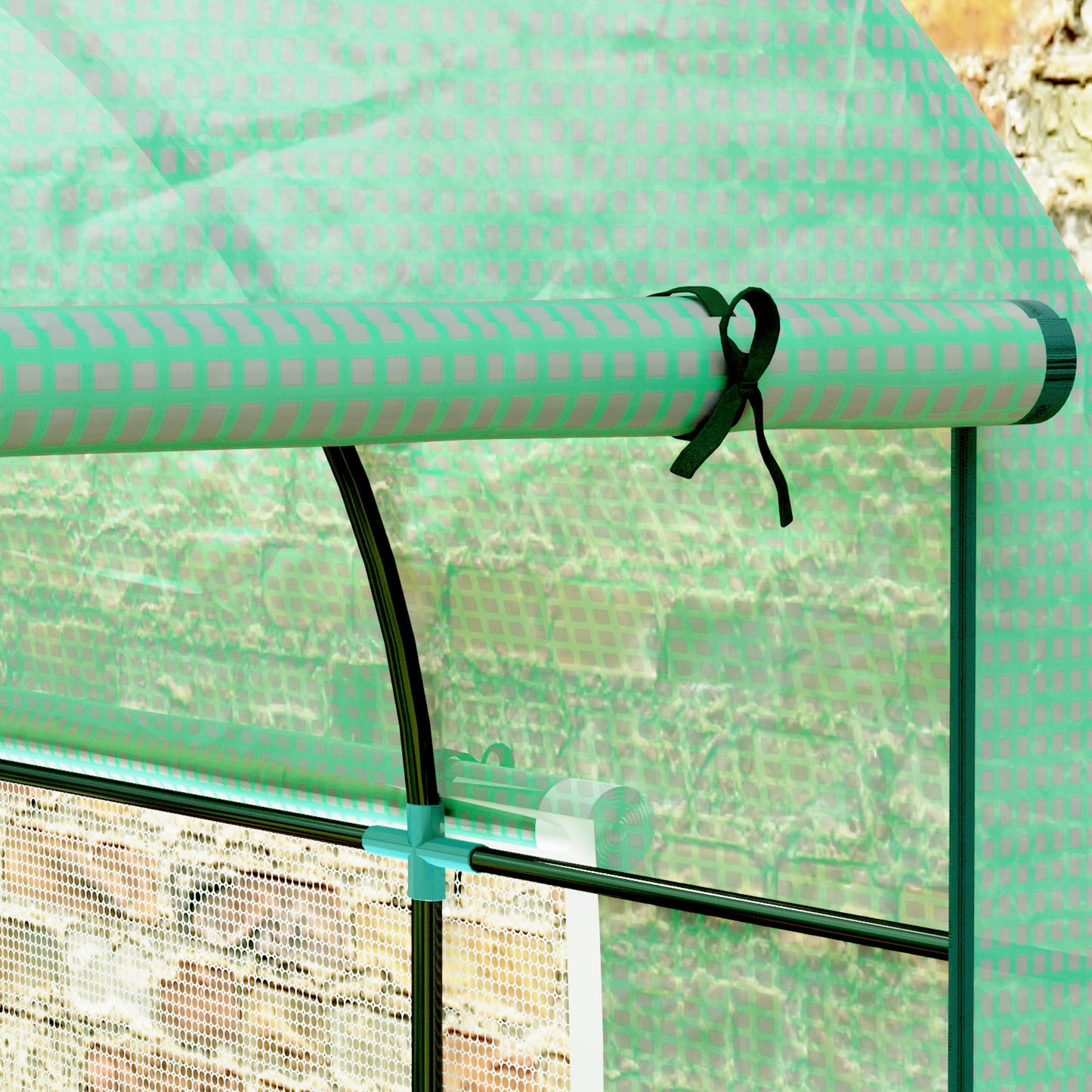 Outsunny 300 x 200cm Walk In Polytunnel Greenhouse With Zipped Doors And Mesh Windows