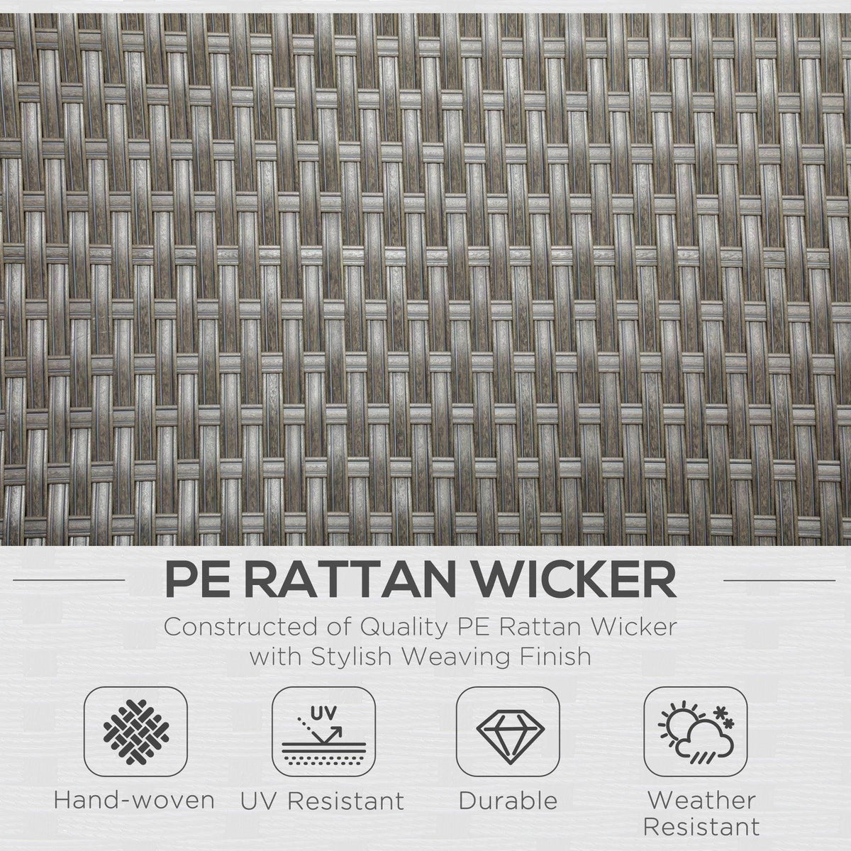 Grey woven rattan wicker panel close-up with tightly interlaced weave texture