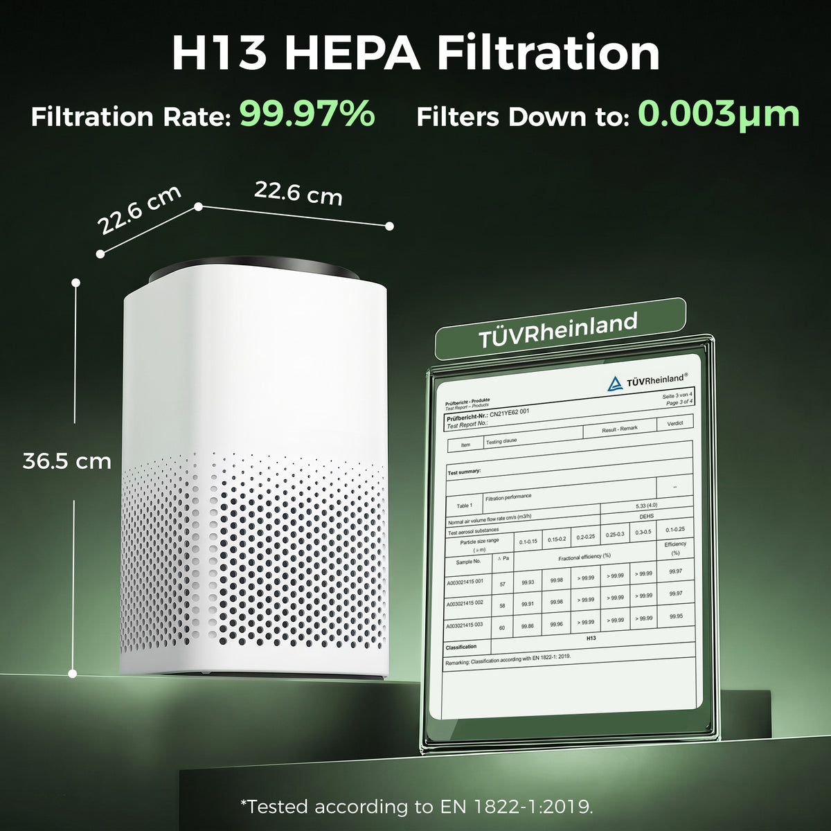 Smart Air Purifier With HEPA Filter For Home App Voice Control