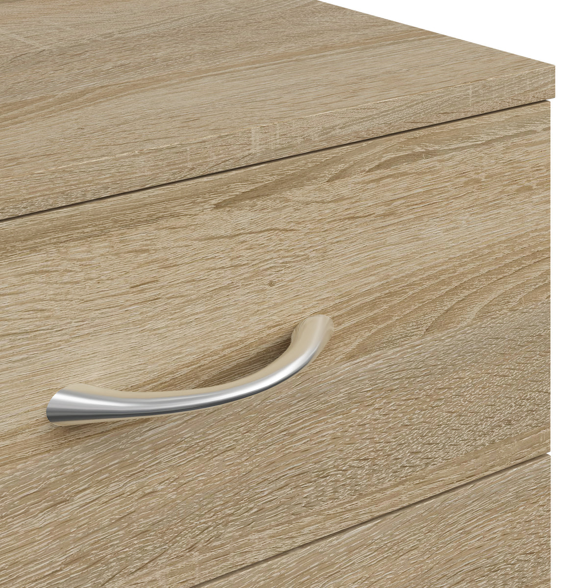 HOMCOM Oak Three Drawer Bedside Table Nightstand with Storage
