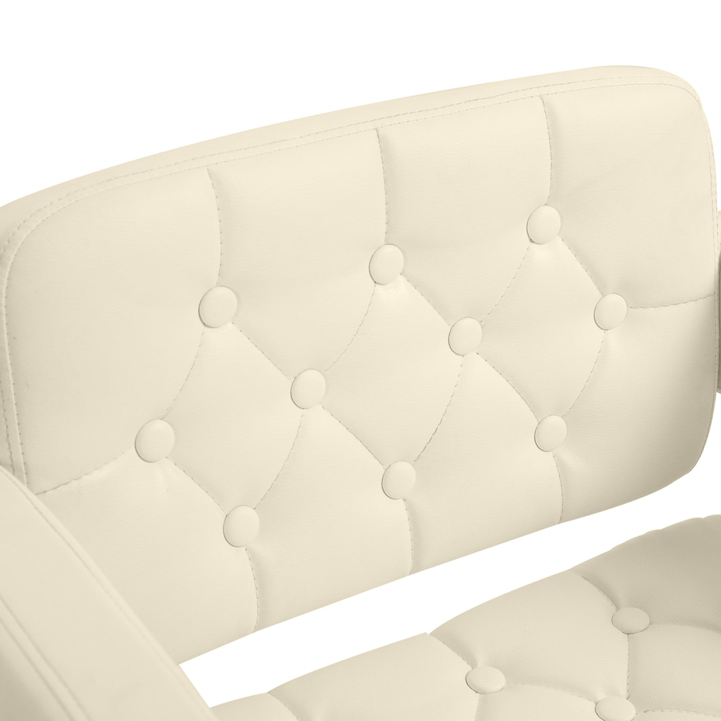 Upholstered Swivel Bar Stool Set of 2 Height Adjustable Back Armrest Footrest Chrome Base PU Upholstery White