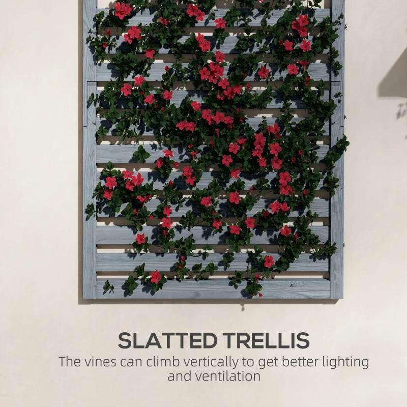 Outsunny Set of 2 Wall Mounted Plant Stands - Fir Wood Flower Stand with Shelves and Slatted Trellis for Patio, Balcony, Porch | Space-Saving Vertical Garden Décor - ALL4U RETAILER LTD