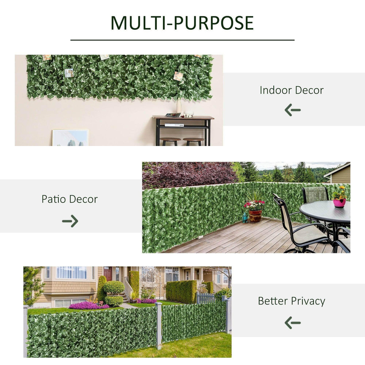 Artificial leaf hedge privacy fence panel for patio decor and indoor decoration