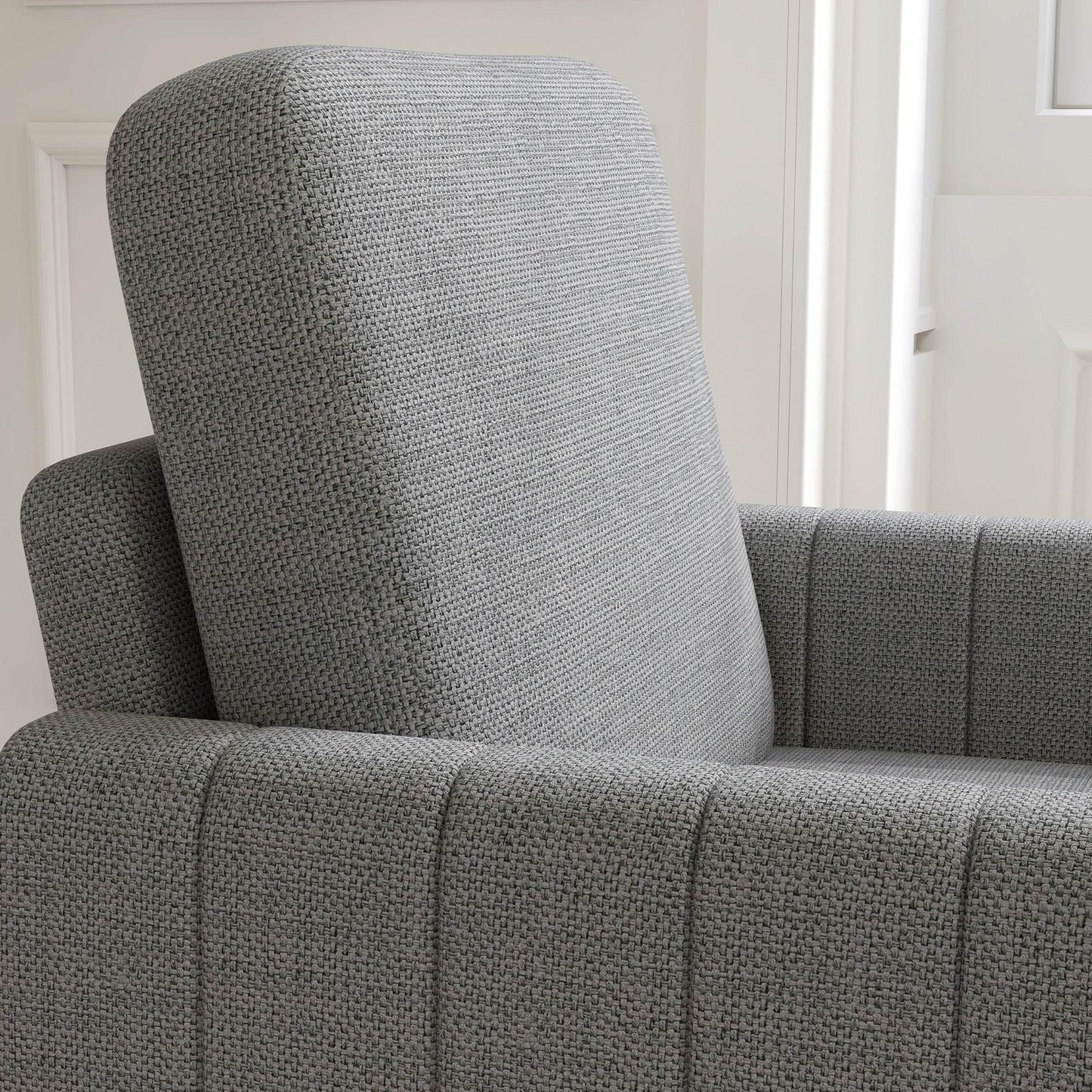 Contemporary Light Grey Linen-Style Armchair by HOMCOM - ALL4U RETAILER LTD