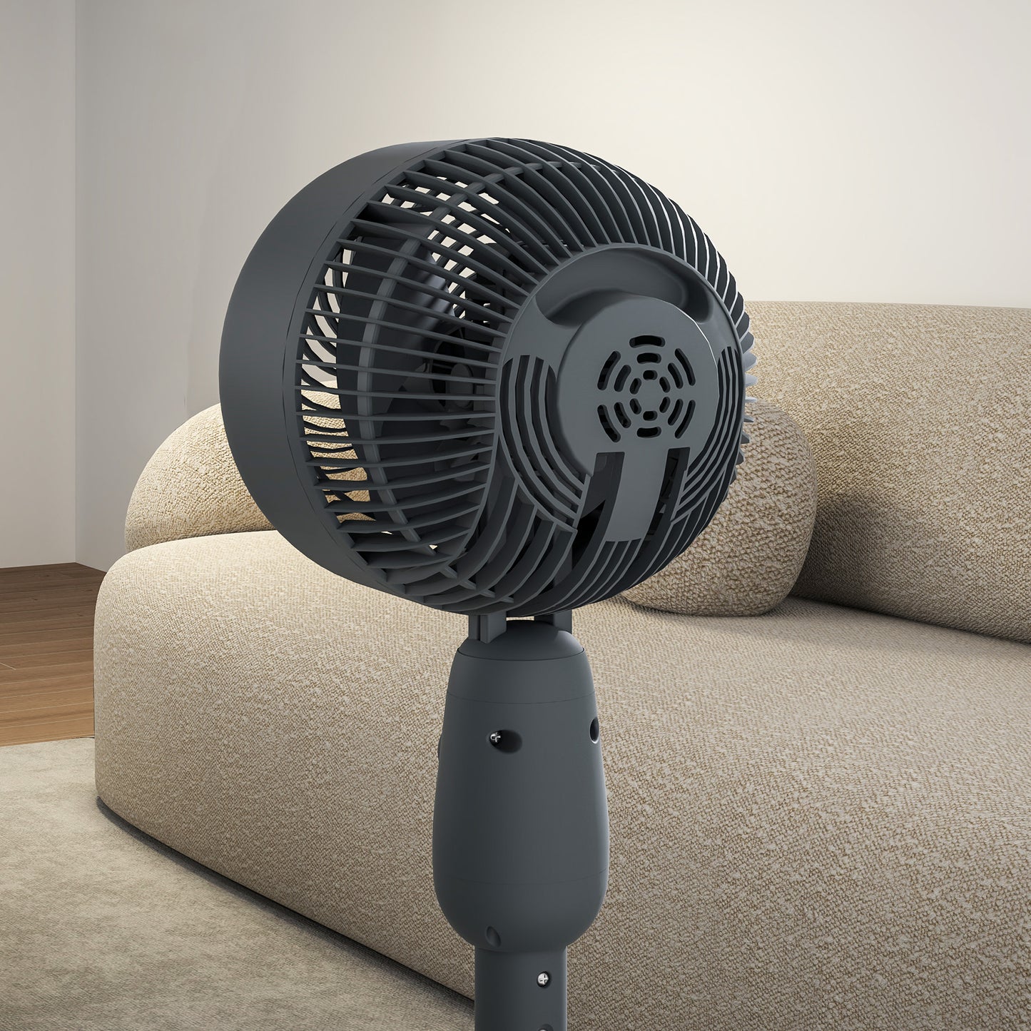 HOMCOM 12 Inch Pedestal Fan With 3 Speeds, Oscillating Floor Standing Air Circulator For Bedroom Office Grey
