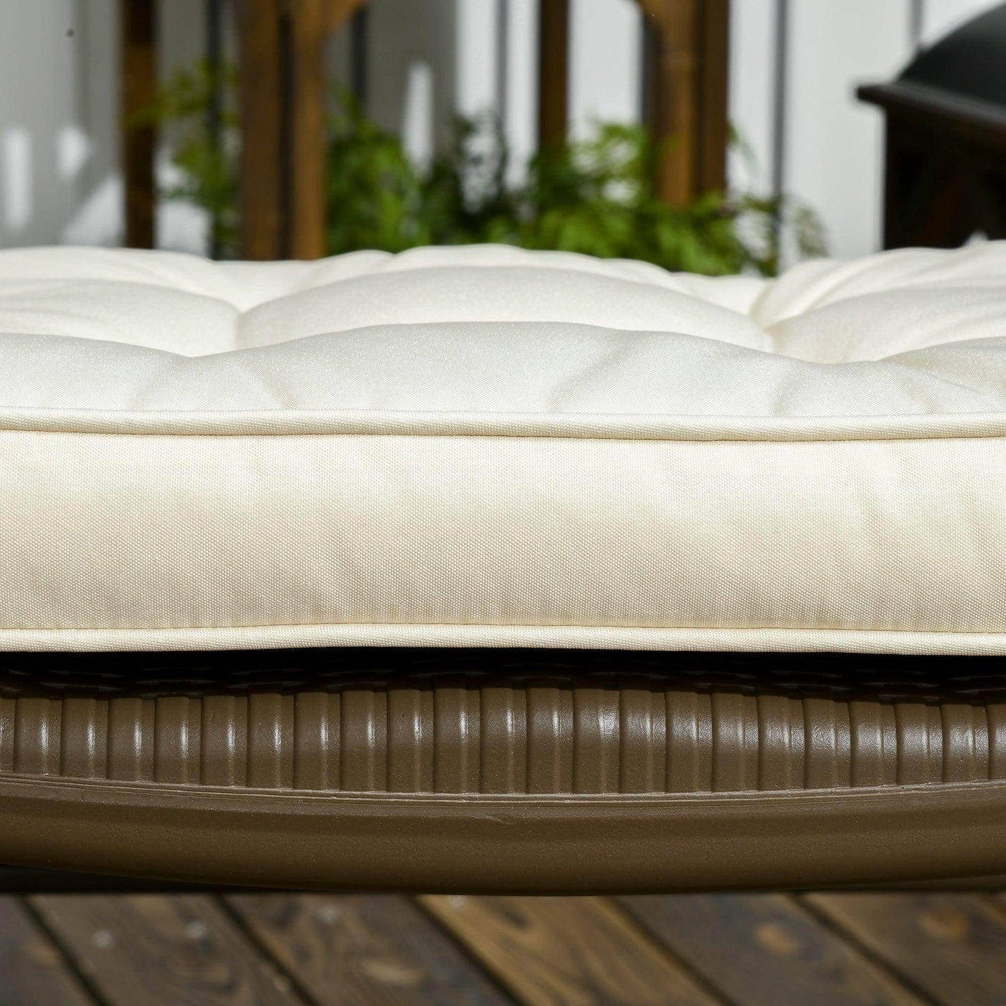 Outsunny 42 x 42cm Replacement Garden Seat Cushion Pad with Ties, Cream - ALL4U RETAILER LTD